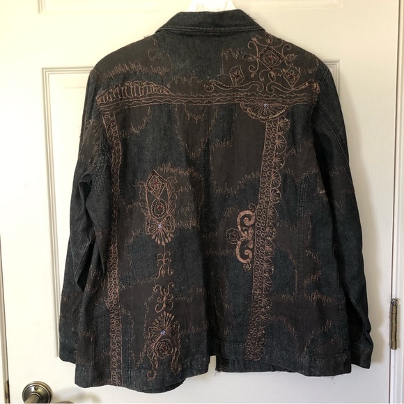 Chicos dark jean jacket with bronze stitching and bead detail - Picture 8 of 9